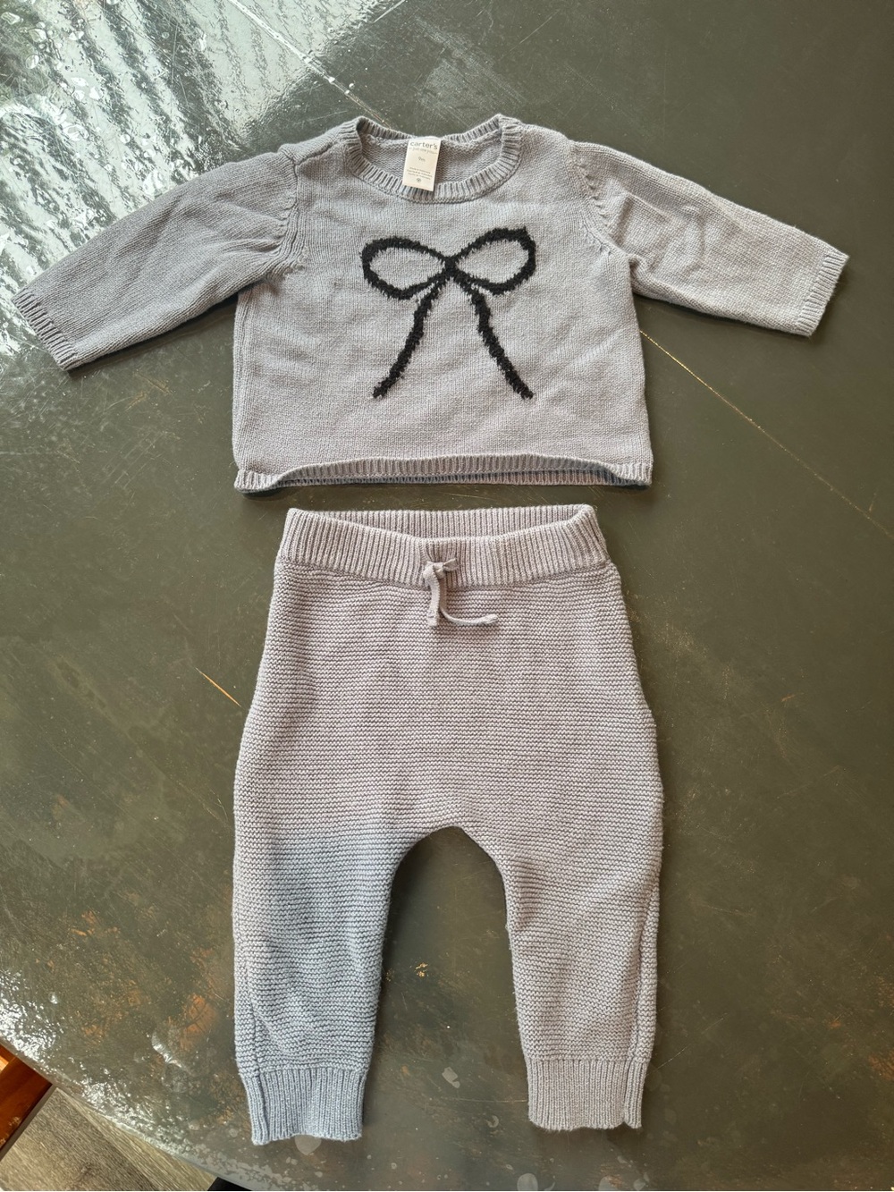 Carter's Two-Tone Knit Baby Sweater - Gray & Taupe